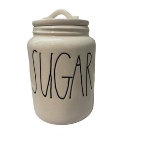 Rae Dunn Sugar Canister Magenta Ivory Ceramic Large Letter Farmhouse Excellent